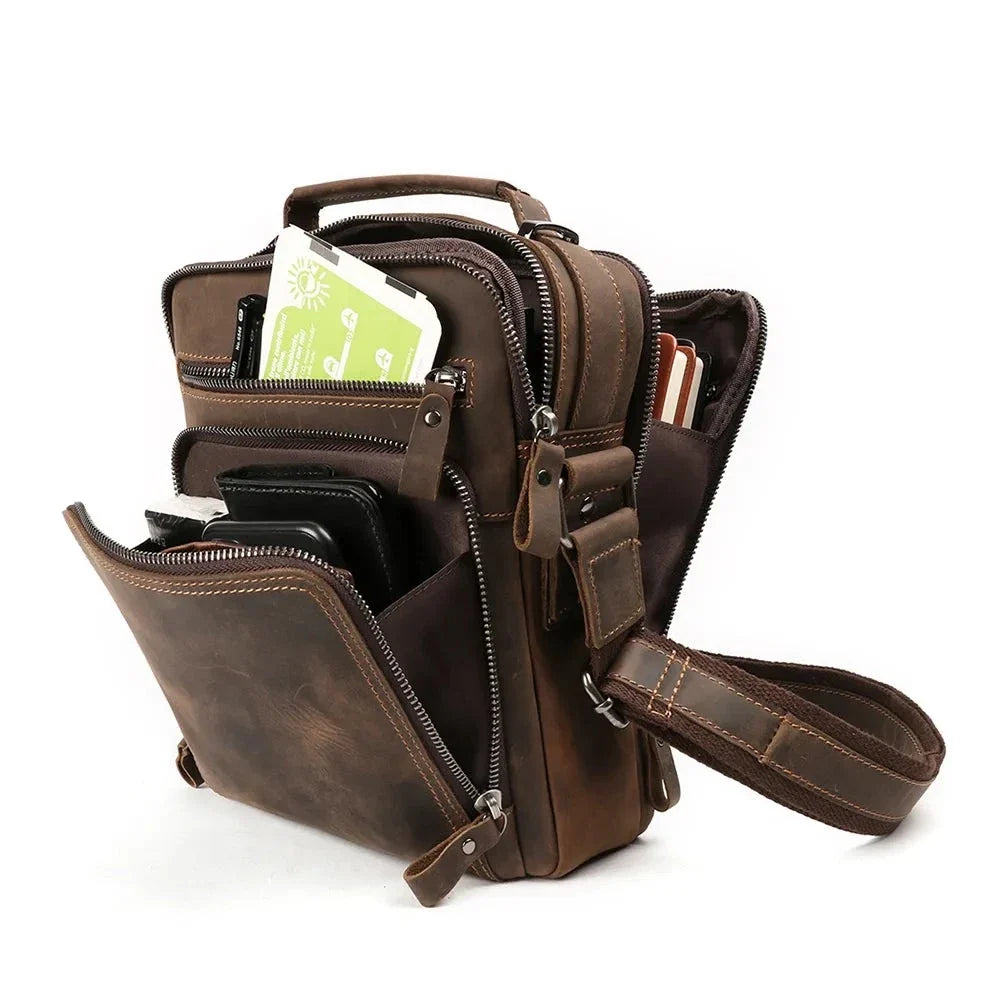 Multi-Compartment Leather Bag