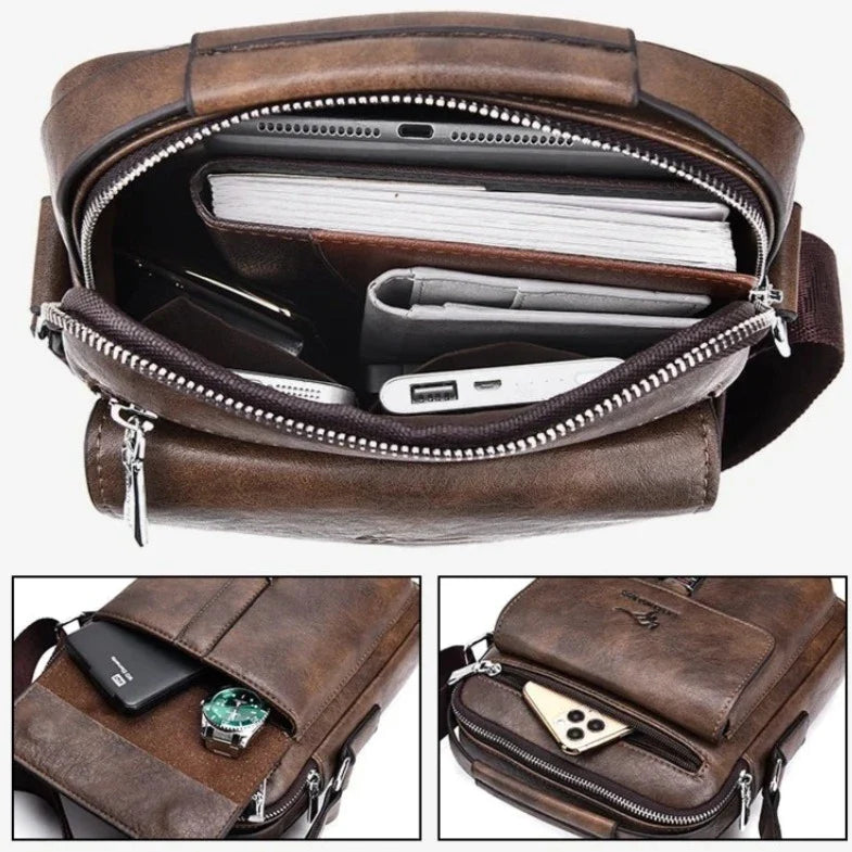 Men's Shoulder Bag with Zipper