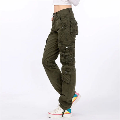 Alta qualidade das mulheres calças de carga casual harem tático militar calças multi bolsos corredores streetwear calças moletom