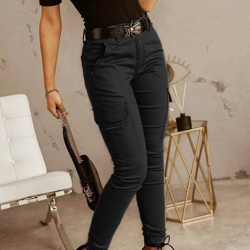 Calças elegantes para mulheres, calças lápis, calças casuais, roupas slim fit, corredores, streetwear, moda outono