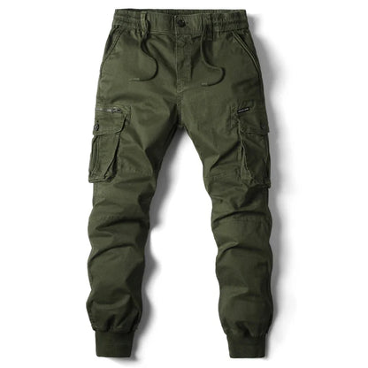 Calças cáqui de bolso múltiplo para homens, corredores táticos casuais, calças pretas do exército, roupa de algodão, moda, nova, 2024