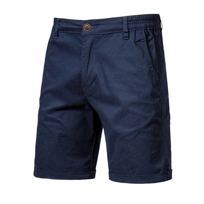 Calça curta de cintura elástica masculina, 100% algodão, monocromática, casual, de negócios, social, alta qualidade, nova, verão 2022