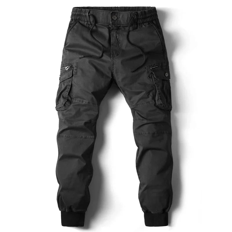 Calças cáqui de bolso múltiplo para homens, corredores táticos casuais, calças pretas do exército, roupa de algodão, moda, nova, 2024