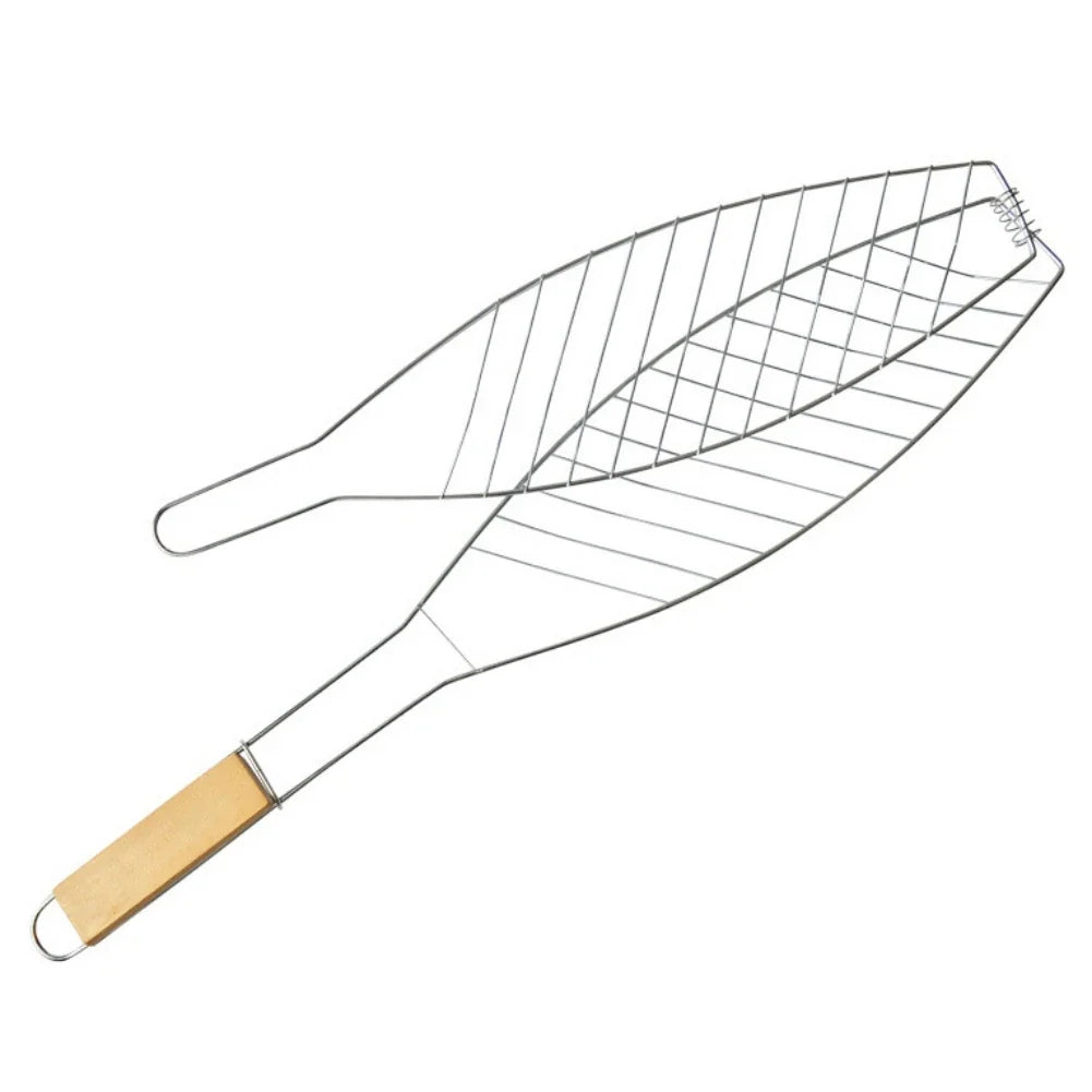 Peixe assado ao ar livre grelhando cesta com alça dobrável, ferramenta de churrasco, hambúrguer portátil malha churrasco, flexível, antiaderente, vegetal, DIY