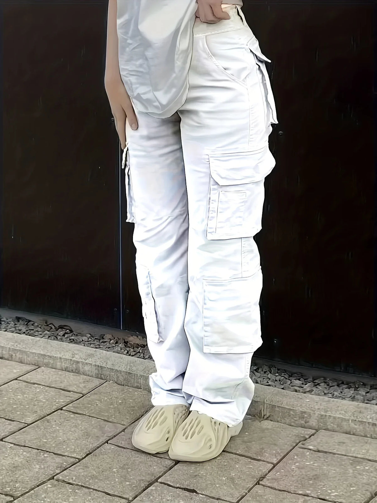 Calça jeans de cintura alta feminina, jeans casual, rua, estilo hip-hop, na moda, Y2K