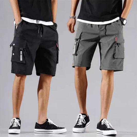 Shorts de trabalho masculinos para esportes e lazer, calções curtos com ajuste solto e cortado, verão 2020
