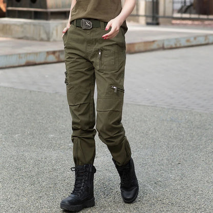 Mulheres 101 calças cargo, roupa militar, calças táticas, câmera de bolso múltiplo, calças de algodão, novo