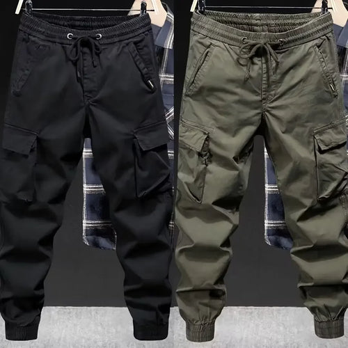 Calça cargo casual masculina, ajuste solto, cor sólida, estilo americano, marca da moda, primavera, outono