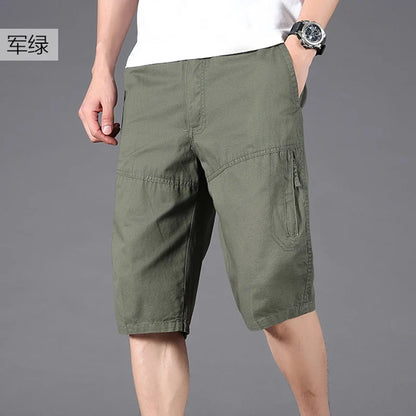 Calção reta de algodão puro masculino, monocromático, solto, de bolso, até o joelho, calça curta com tudo a combinar, casual, moda masculina, verão