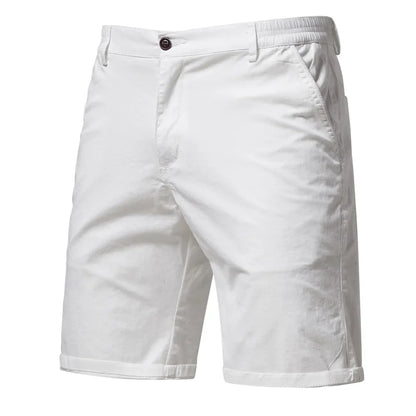 Calça curta de cintura elástica masculina, 100% algodão, monocromática, casual, de negócios, social, alta qualidade, nova, verão 2022
