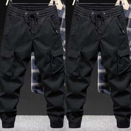 Calça cargo casual masculina, ajuste solto, cor sólida, estilo americano, marca da moda, primavera, outono
