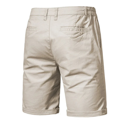 Calça curta de cintura elástica masculina, 100% algodão, monocromática, casual, de negócios, social, alta qualidade, nova, verão 2022