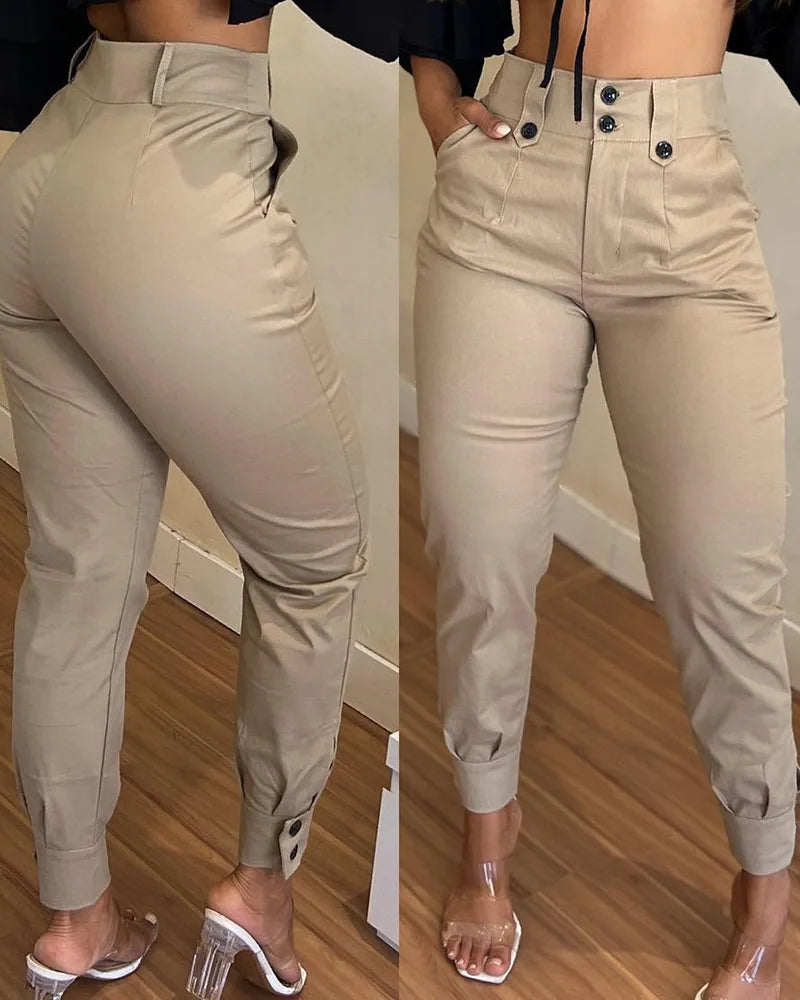 2024 nova moda feminina calças elegantes sexy primavera verão novo cáqui casual lápis calças design calças femininas