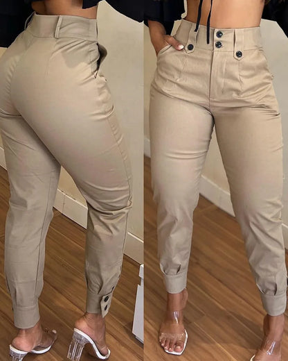 2024 nova moda feminina calças elegantes sexy primavera verão novo cáqui casual lápis calças design calças femininas