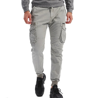 Calças cáqui de bolso múltiplo para homens, corredores táticos casuais, calças pretas do exército, roupa de algodão, moda, nova, 2024