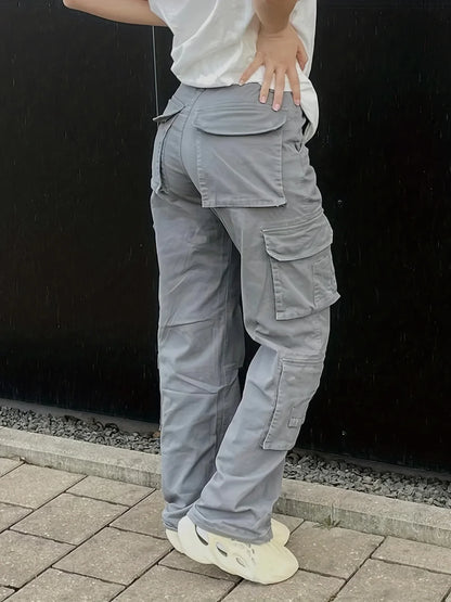 Calça jeans de cintura alta feminina, jeans casual, rua, estilo hip-hop, na moda, Y2K