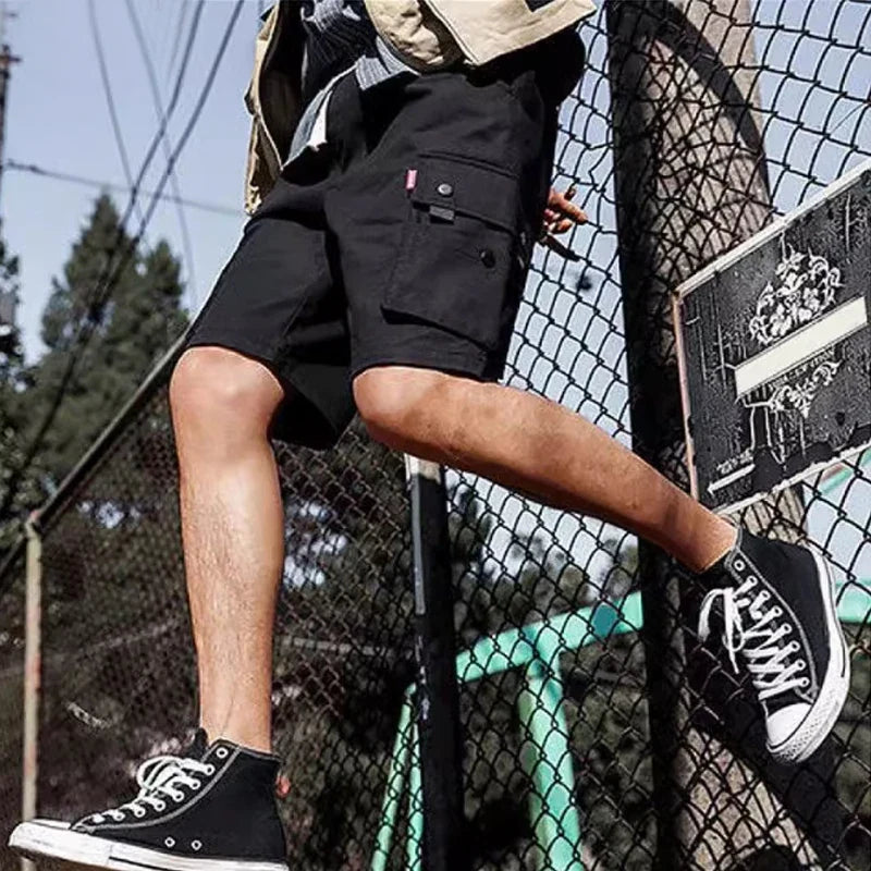 Shorts de trabalho masculinos para esportes e lazer, calções curtos com ajuste solto e cortado, verão 2020